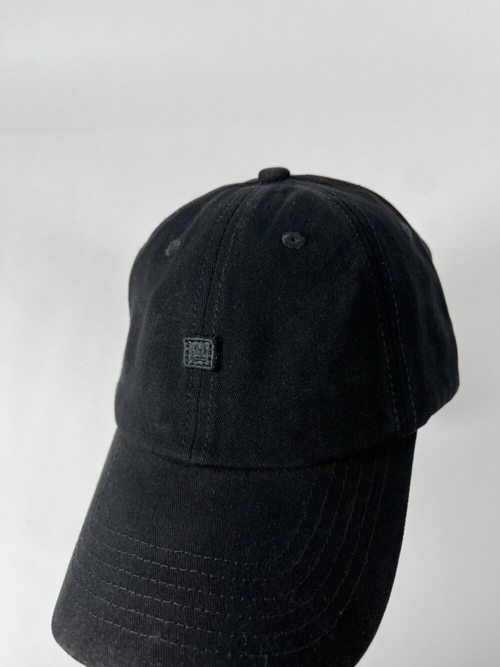 Acne Studios Face Cotton Baseball Cap -All Black with Face Embroidery-Adjustable - Picture 5 of 7